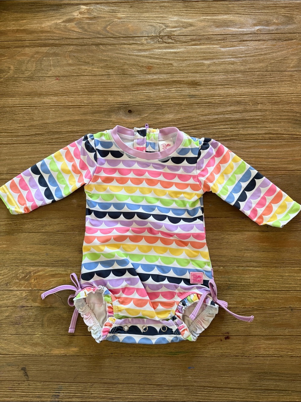 Ruffle Butts Rainbow Scallop Long Sleeve Rashguard
